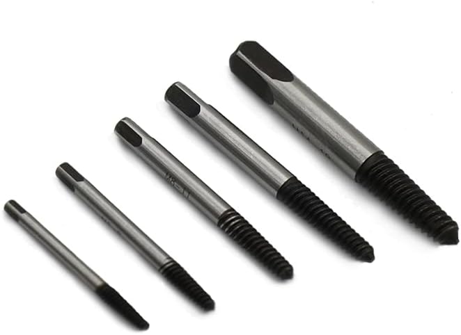 TJR® 5pcs Spiral Screw Extractor Set Sizes #1-#5 for M3-M8 - Easy Out Multi-Spline Stripped Bolt Remover
