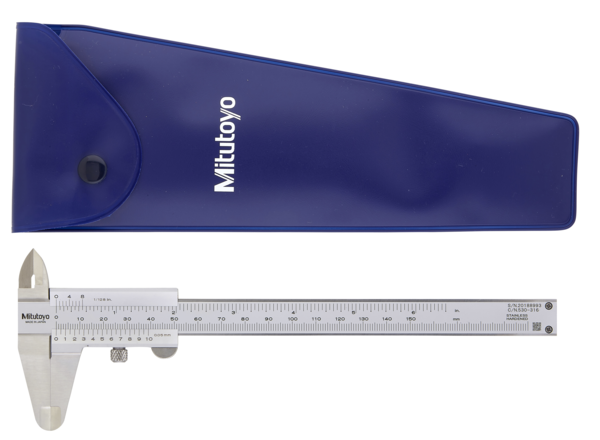 Mitutoyo 530-316 Vernier Caliper, Stainless Steel, Inch/Metric, 0-6" Range, +/-0.002" Accuracy, 0.0078" Resolution