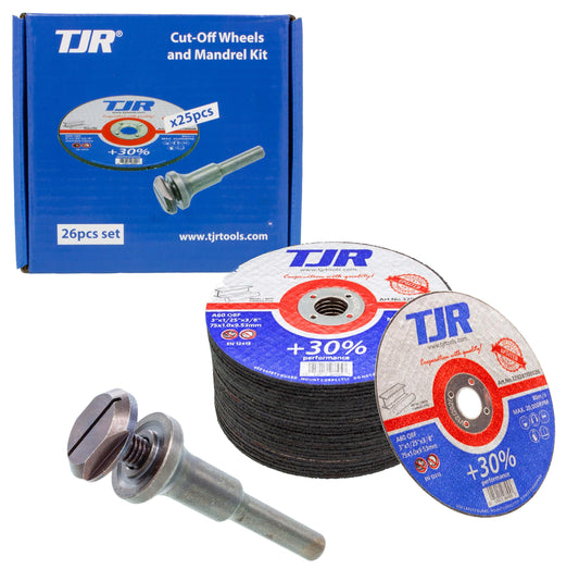 TJR© Mounting Mandrel for Cut-Off Wheels - Versatile 3/8-inch Arbor Hole and ¼-inch Stem with Dual Locking Options with Screwdriver and Wrench