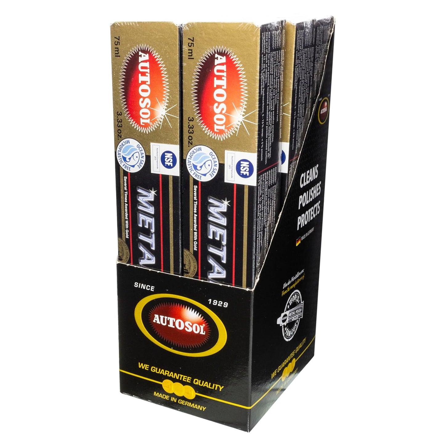 Autosol Metal Polish Pack de 6 x 75 ml - Pulidor de latón cromado multiusos que restaura el brillo y evita el deslustre - Removedor de deslustre de esmalte de acero inoxidable - Compuesto de pulido de metales sin residuos