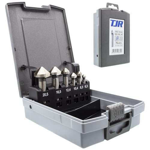 TJR® Countersink 90° set of 6 pieces 1/4", 1/3", 2/5", 1/2", 2/3", 4/5" HSS (4241) Coated, for chamfering
