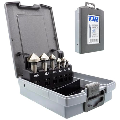 TJR® Countersink 90° set of 6 pieces 1/4", 1/3", 2/5", 1/2", 2/3", 4/5" HSS (4241) Coated, for chamfering
