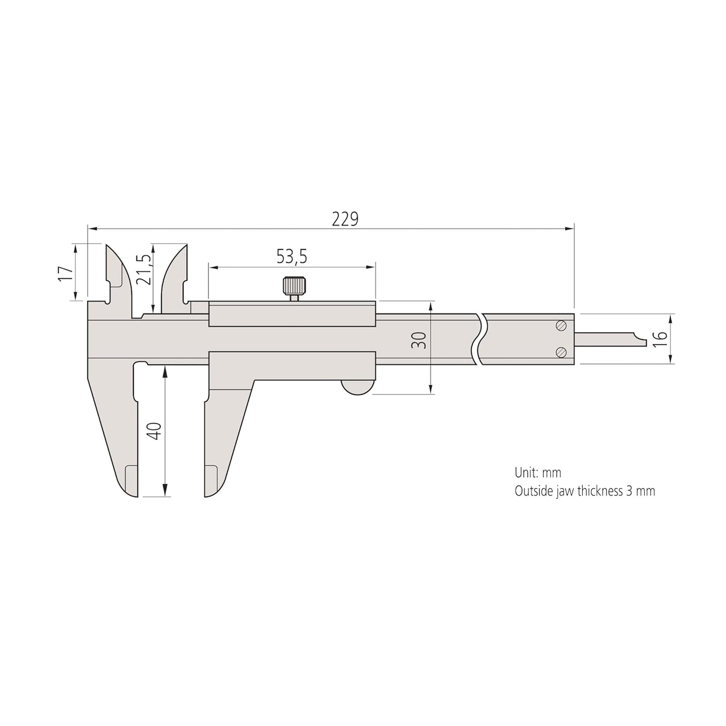 Mitutoyo 530-104 Vernier Calipers, Depth and Step Measurements, Metric, 0"/0mm-150mm Range, +/-0.05mm Accuracy, 0.05mm Resolution, 40mm Jaw Depth