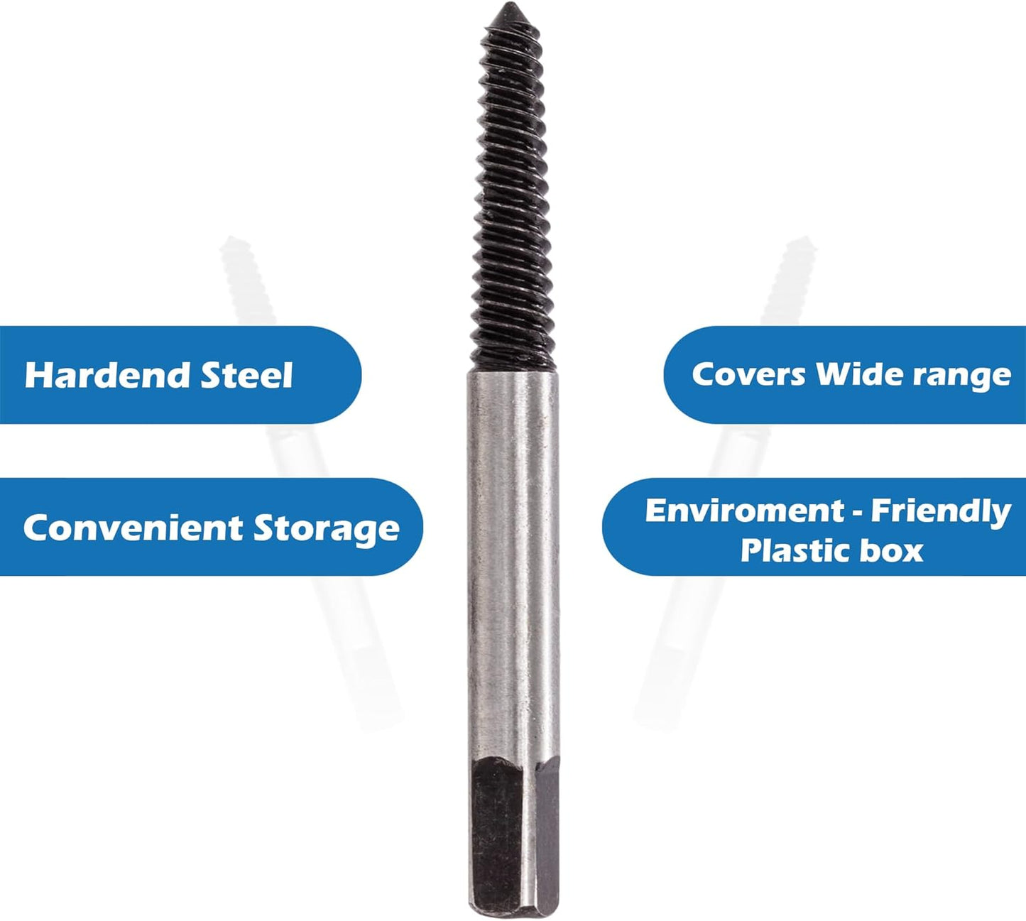 TJR® 5pcs Spiral Screw Extractor Set Sizes #1-#5 for M3-M8 - Easy Out Multi-Spline Stripped Bolt Remover