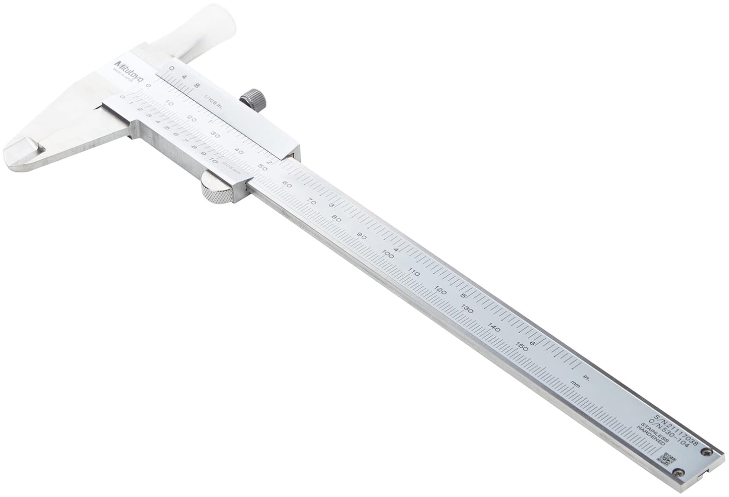 Mitutoyo 530-104 Vernier Calipers, Depth and Step Measurements, Metric, 0"/0mm-150mm Range, +/-0.05mm Accuracy, 0.05mm Resolution, 40mm Jaw Depth